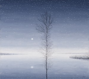 Jasna noc, 45x50cm, olej na płótnie